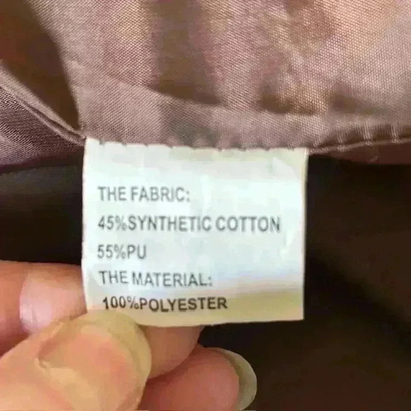 Faux Leather Jacket with Removeable Zip In Cotton Hood, Brown Size XL - Picture 6 of 7